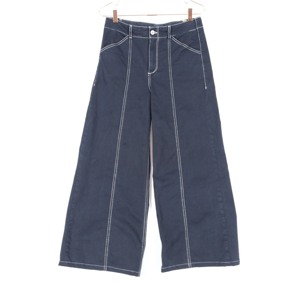 Maeve Anthropologie Delaney Wide Leg Pants Womens 29 Dark Blue Contrast Stitch